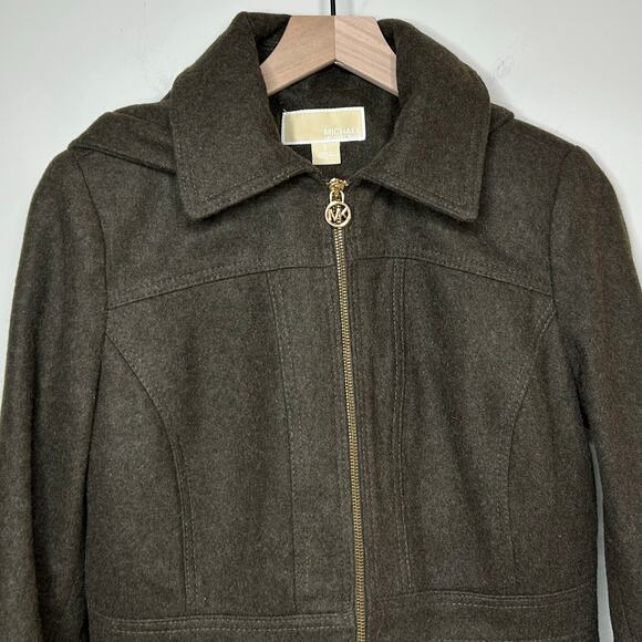MICHAEL Michael Kors Zip-Front Walker Coat Size S Wool Blend Mid-Weight Winter - Picture 3 of 10